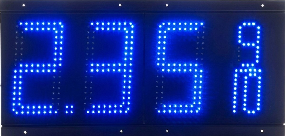 Red 6 inch LED gas price sign displaying 2.556