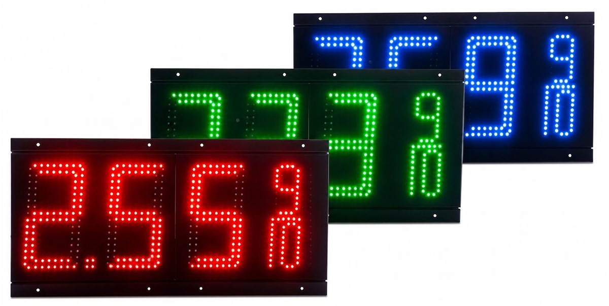 10 inch red, green and blue IP67 LED gas price changers 8.889/10