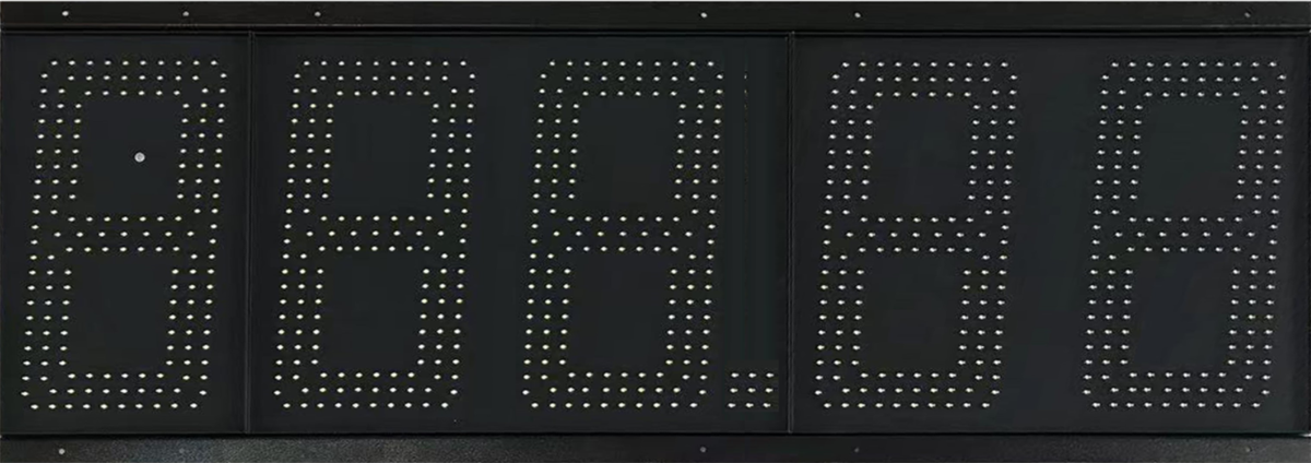 Red 6 inch LED gas price sign displaying 2.556