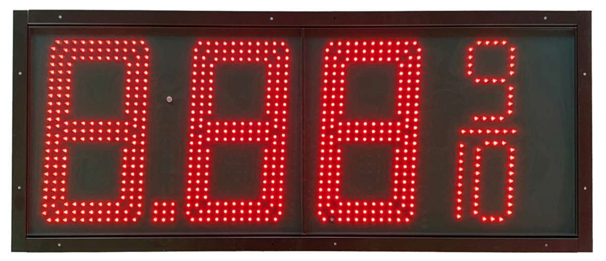 Red 6 inch LED gas price sign displaying 2.556