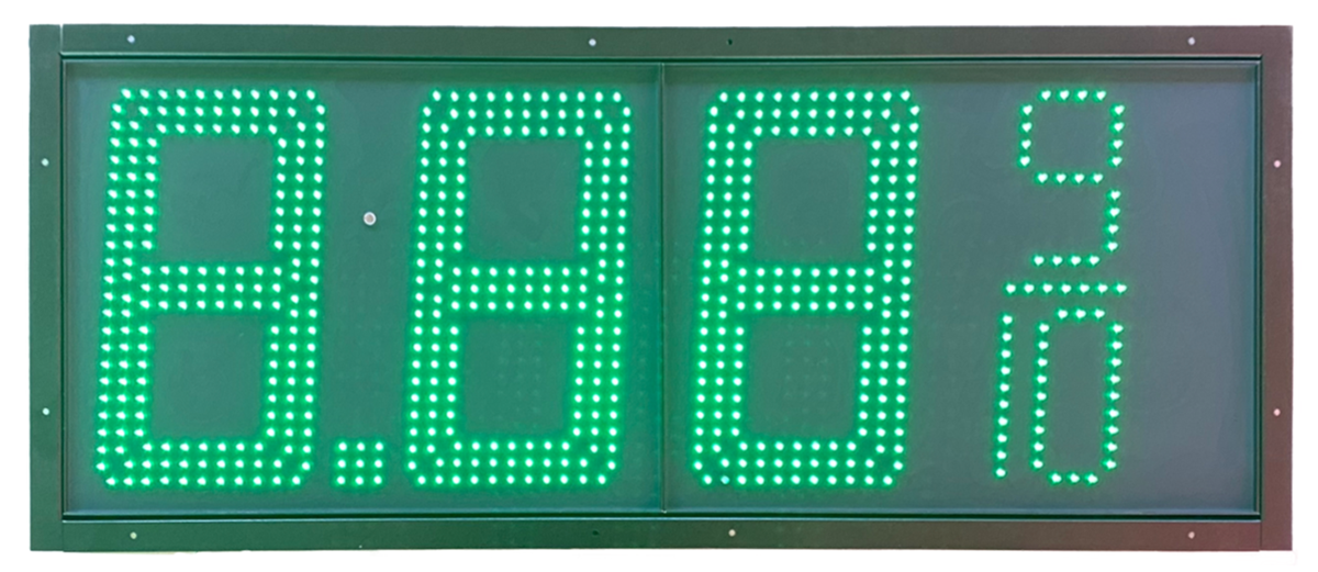 Red 6 inch LED gas price sign displaying 2.556