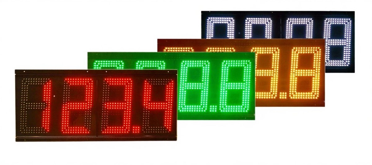 Color comparison for LED gas station signs