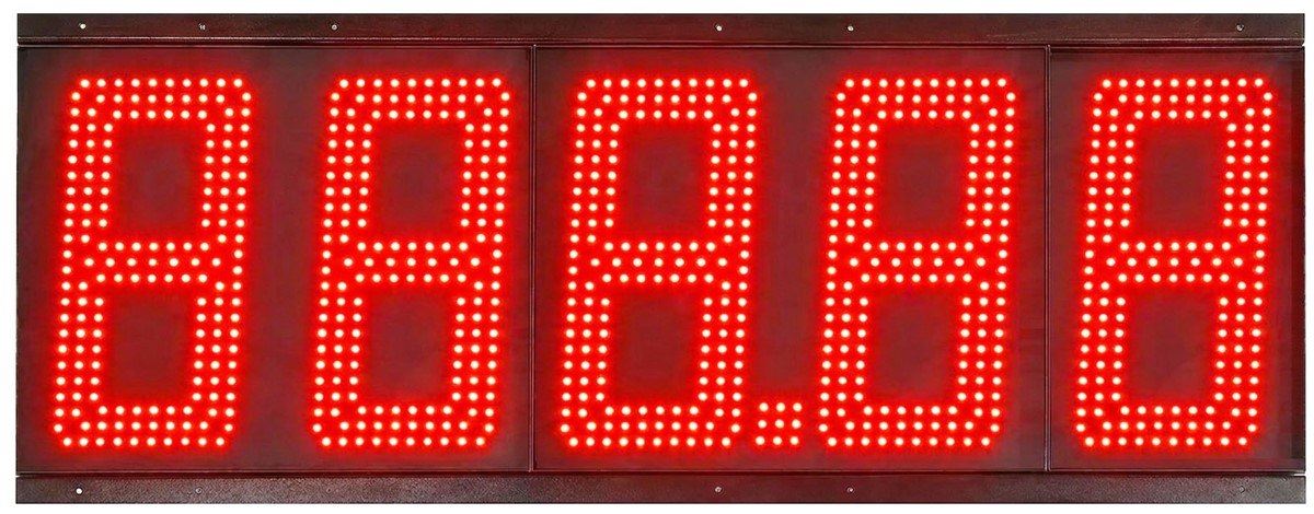 Red 6 inch LED gas price sign displaying 2.556