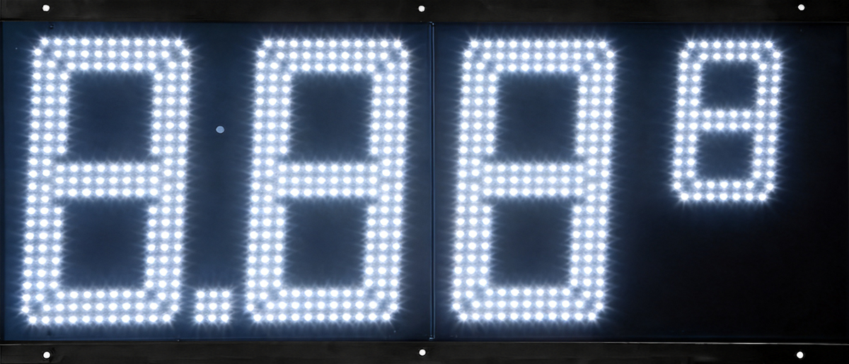 12 inch white LED gas price sign 8.88 format with CREE LEDs