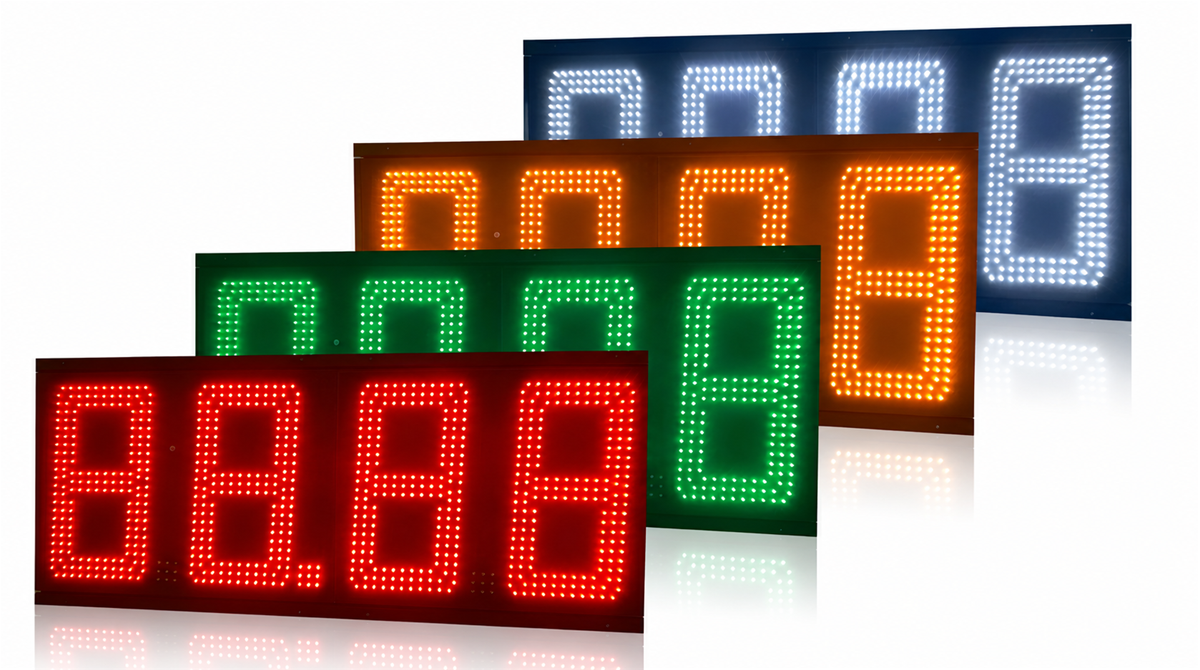 Color comparison for LED gas station signs