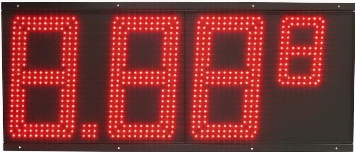 Red 6 inch LED gas price sign displaying 2.556