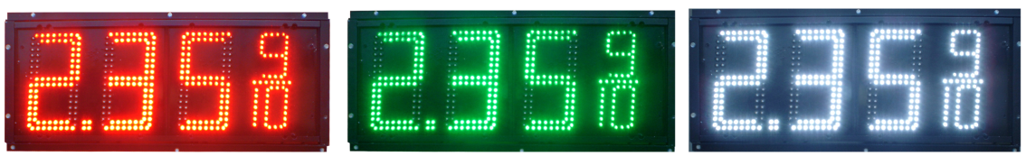 Color comparison for LED gas station signs