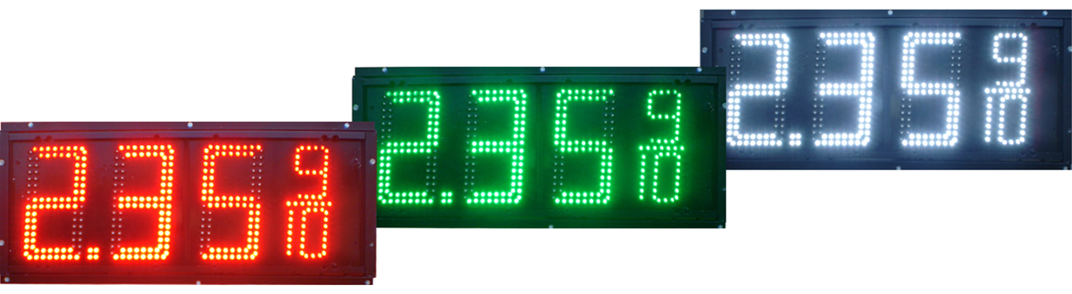 Comparación de colores letreros LED para gasolineras