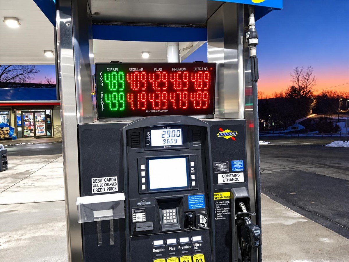 Grade-5 pump topper price signs installed at SUNOCO gas station